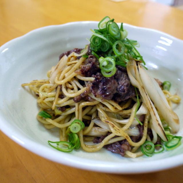 長ネギでオイスター焼きそば