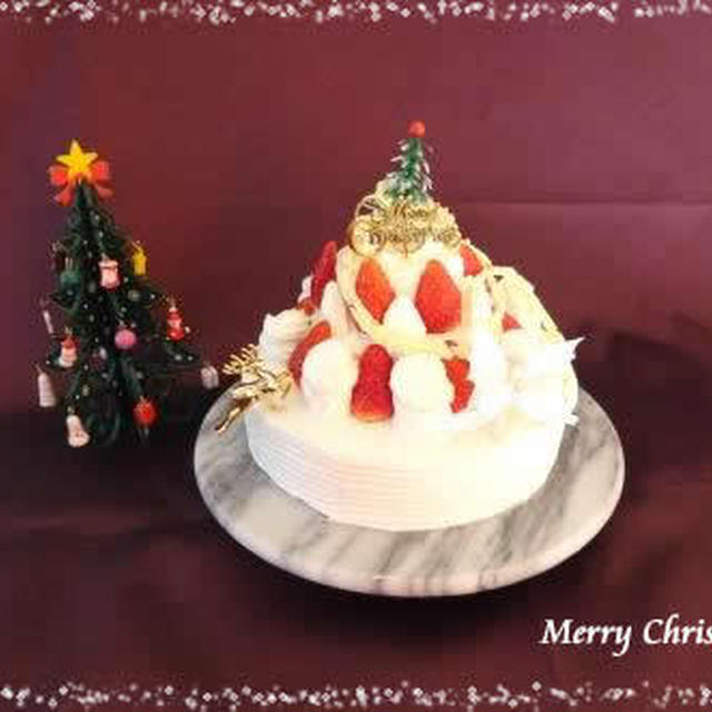 クリスマスツリー仕立ての・・夢の3段ショートケーキ☆