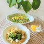 菜の花レシピ 2つ ＊くらしのアンテナ掲載「菜の花とクリームチーズのパスタ」と、「菜の花と大豆のサラダ」
