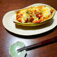 豚ひき肉とトマトの白なすグラタン
