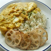 蒸焼き白菜と蓮根のクリームカレー