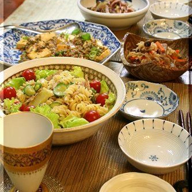 ◆餃子の種で麻婆豆腐～自家製ツナ入りのサラダ♪