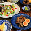 ◆秋刀魚のオイル漬けサラダと豚の角煮でおうちごはん♪～ゆるやか糖質制限♪ by fellowさん
