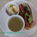 【breakfast】ハムステーキとレタスのドッグサンドセット