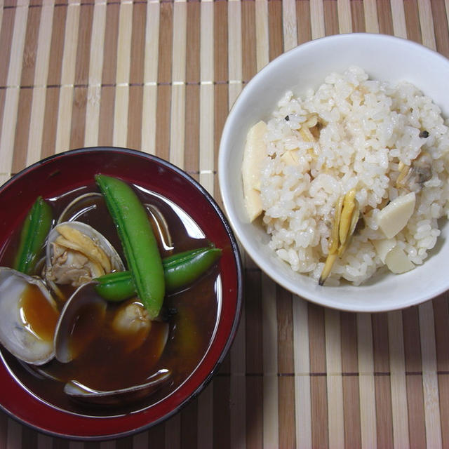 竹の子とあさりの炊き込みご飯