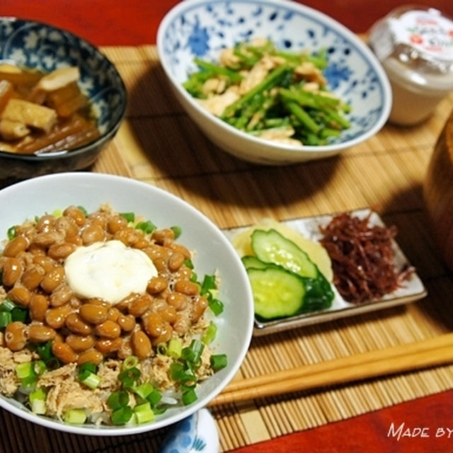 ヘルシーな納豆飯・・・結局ガッツリな朝ご飯