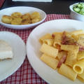 イタリア旅行再現　リガトーニのカルボナーラ　と簡単濃厚レアチーズ