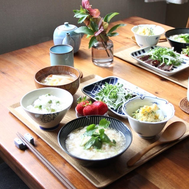 豆腐とかにのふわふわレンジ蒸し・献立。