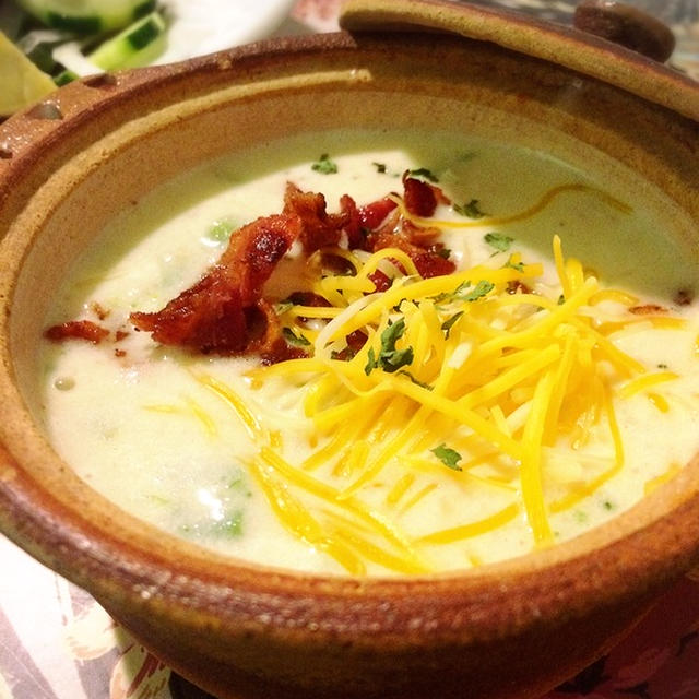 ベイクドポテトスープBaked potato soup.前日ローストポークを作った時...