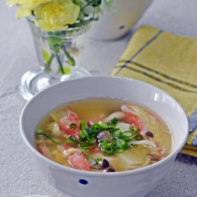 温まる カニカマ 豆腐の卵スープ By くつろぎの 食卓さん レシピブログ 料理ブログのレシピ満載
