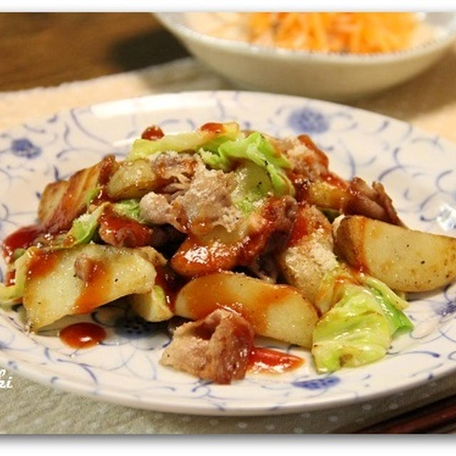 春キャベツと新じゃがと豚肉の炒めもの　春の食材あれこれ＾＾