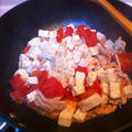 老豆腐とトマトの肉汁炒め
