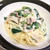 白だしでほうれん草ときのこのチーズクリームパスタ