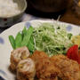 なすとキムチの豚肉包み揚げ。晩ごはん。