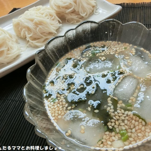 わかめスープで簡単★ごまだれそうめん