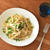 きのことお揚げのピリ辛和風パスタ。