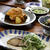 さわらの塩焼き　野菜のっけ。梅シロップ。