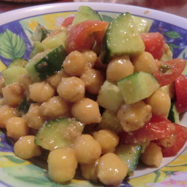 野菜とお豆のワサビ醤油麹ゴマサラダ♪