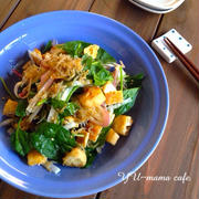 サクサク油揚げクルトンとしらすの夏野菜和風サラダ〜ビニールプール！２２０㎝？！(￣O￣;)