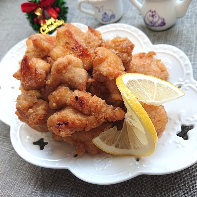 クリスマス♪リーズナブルでヘルシーでシンプルな鶏むね肉の唐揚げ