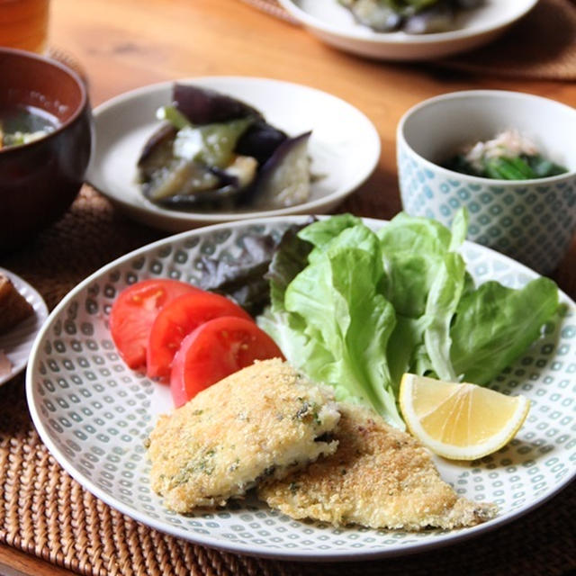 あじの香草パン粉焼き・献立。母の日プレゼント。