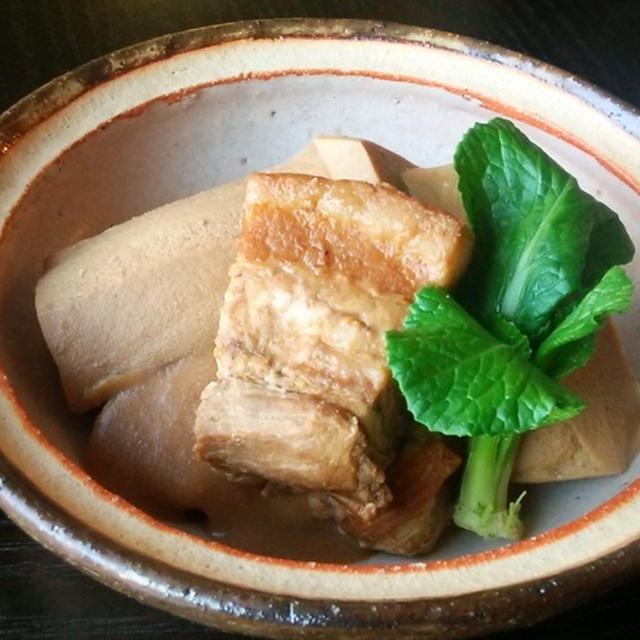 高野豆腐と豚バラの味噌煮