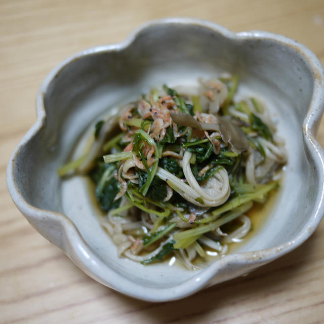 水菜と桜海老の優しい煮物♪ねりスパイスが活躍！スピードレシピ