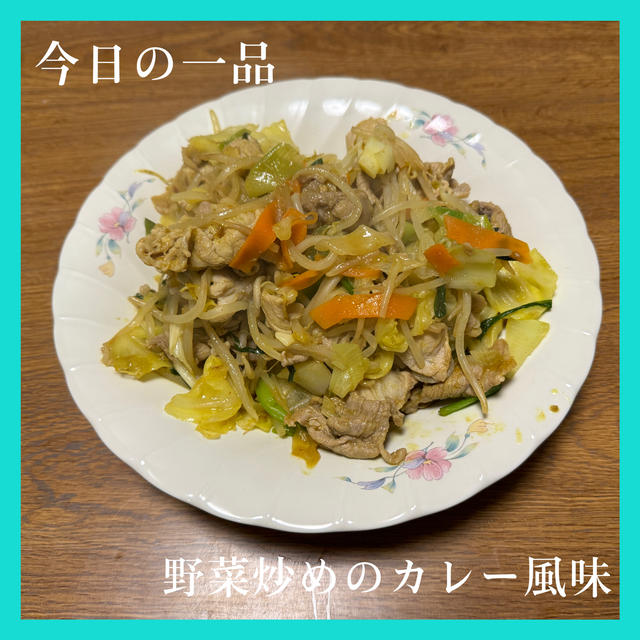 豚小間切れ肉を使用した野菜炒めのカレー風味