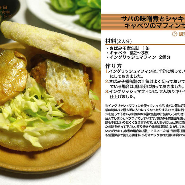 842.サバの味噌煮とシャキシャキキャベツのマフィンサンド