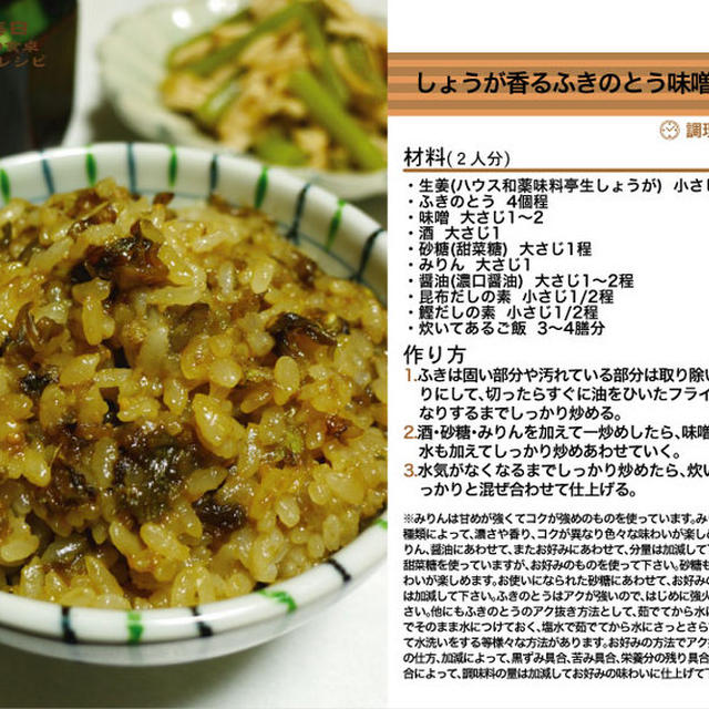 しょうが香るふきのとう味噌の混ぜご飯 混ぜご飯料理 -Recipe No.1172-
