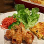 ケチャップ味のフライドチキン　と　残り野菜で簡単キッシュ。