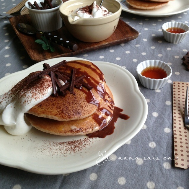 ショコラパンケーキ♡簡単自家製ホットケーキミックスで〜