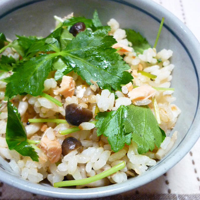 お鍋とこんぶ茶で超簡単！鮭の炊き込みご飯