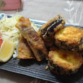 茄子とランチョンミートのサンドフライ、大根のキムチ、お味噌汁（Deep Fried Eggplant with Luncheon Meat, Japanese Radish Kimchi, and Miso Soup）