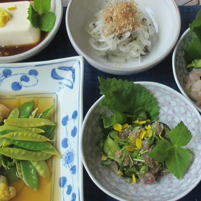 スイートオニオンと昆布の甘酢漬けなど和食五品