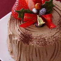 切り株風♪　クリスマスのチョコレートシフォンケーキ