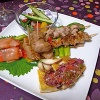 焼き豆腐の夏野菜たれ