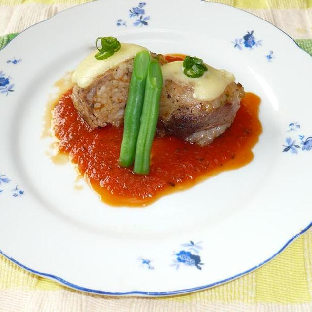 肉巻きチーズピラフ
