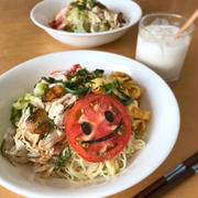  鶏ささみと野菜の冷やし中華