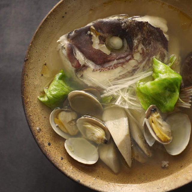 鯛のアラ中華風スープ
