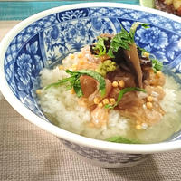 乾しいたけの佃煮アレンジ☆鯛の胡麻漬けで冷たい出汁茶漬け