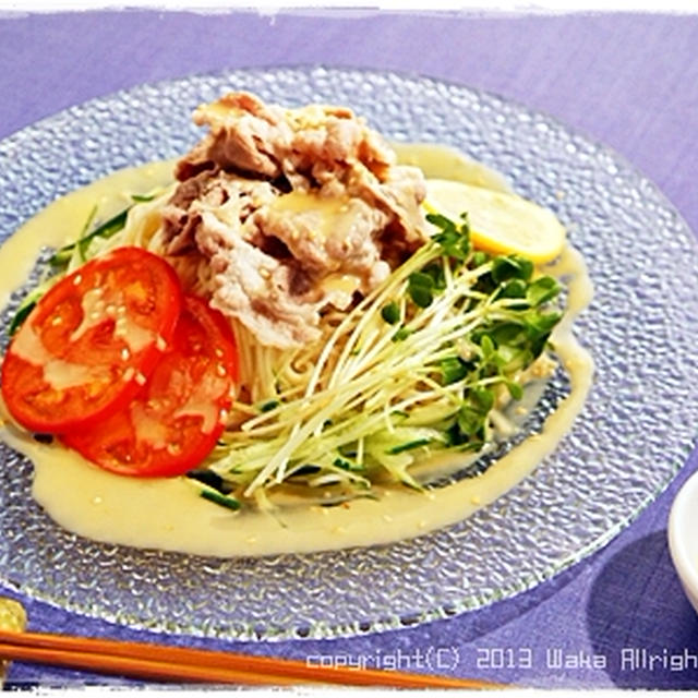 簡単■特製ゴマダレ・豚しゃぶそうめん■ﾎﾞﾘｭｰﾑ素麺♪(・∀・)