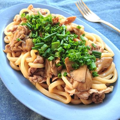 豚こま肉と舞茸の甘辛炒めうどん（免疫力アップ、ダイエット）