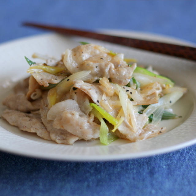 ねぎと豚肉の中華風炒め