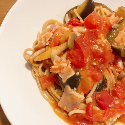 フライパン一つで！フレッシュトマトと茄子のパスタ