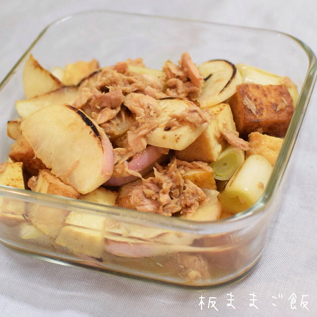 あやめかぶとツナ、厚揚げの和え物。