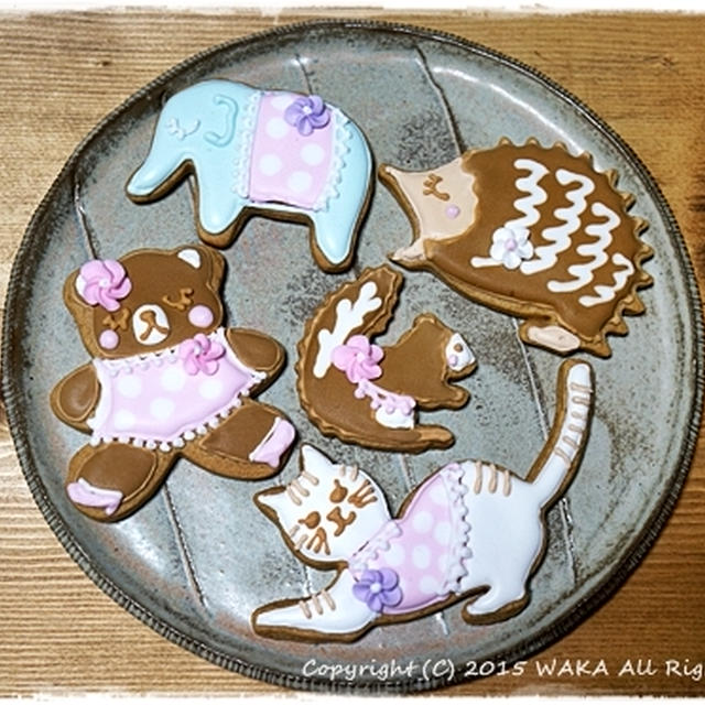 ■アイシングでデコクッキー作り♪ヽ(´ω｀*)ﾉ■ゾウ・ハリネズミ・クマ・リス・ネコ