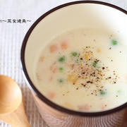 レンチンでミルクスープ