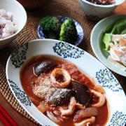 いかとなすのトマト煮・献立。