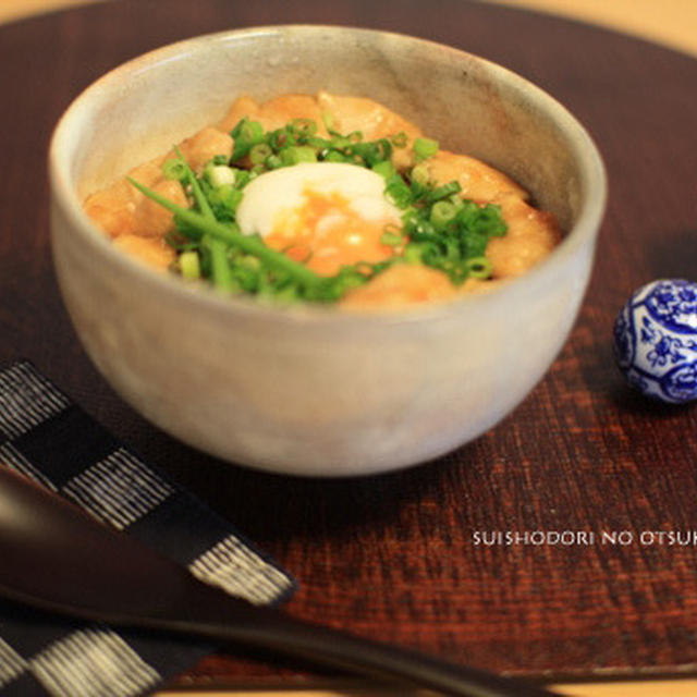 水晶鶏のお月見丼